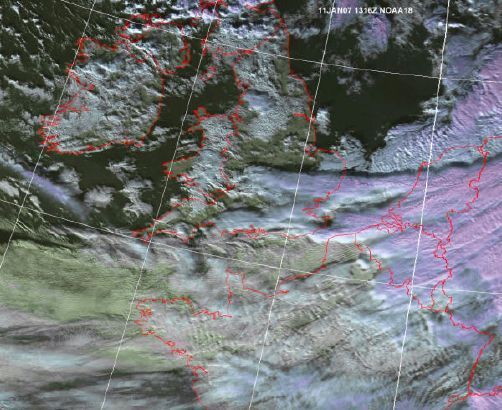 satellietbeeld van het koufront